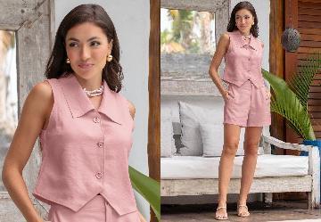 Blusa Ros em Tecido Alfaiataria de Viscose