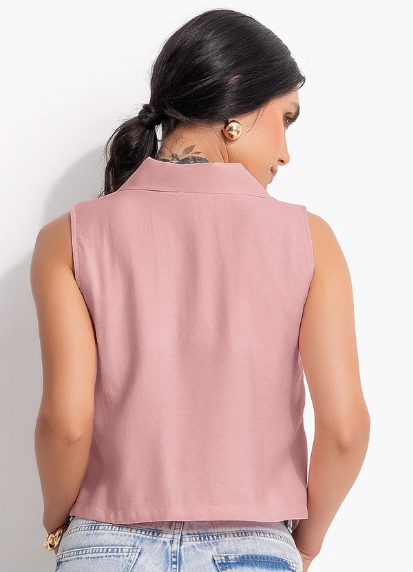 Quintess - Blusa Rosé em Tecido Alfaiataria de Viscose 10