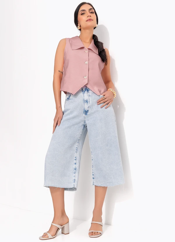 Quintess - Blusa Rosé em Tecido Alfaiataria de Viscose 7