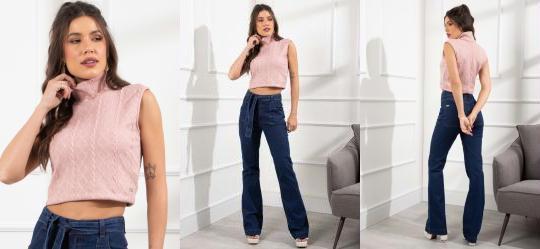 Blusa Ros� Gola Alta