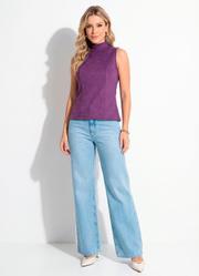 Blusa Roxa em Malha Suede