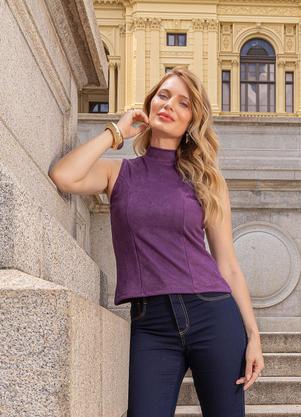 Blusa (Roxa) em Malha Suede