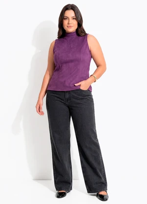 Quintess - Blusa Roxa em Malha Suede - QUINTESS