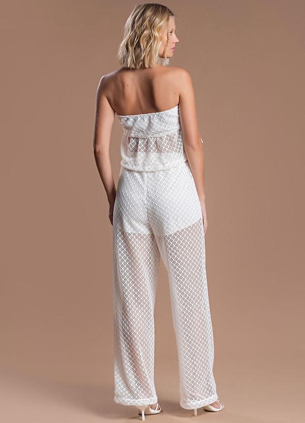 Choyee - Blusa sem Alça com Amarração em Crochet Bege 5