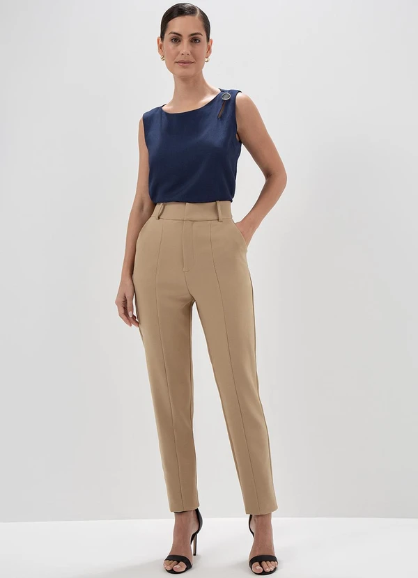 Principessa - Regata com Botão Orgânico no Ombro Azul Marinho Greicy 3