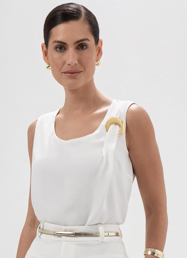Principessa - Blusa sem Manga de Crepe Off White Morgana 1