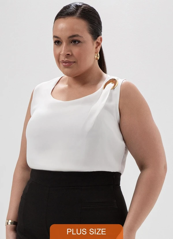 Principessa - Blusa sem Manga de Crepe Off White Morgana 5