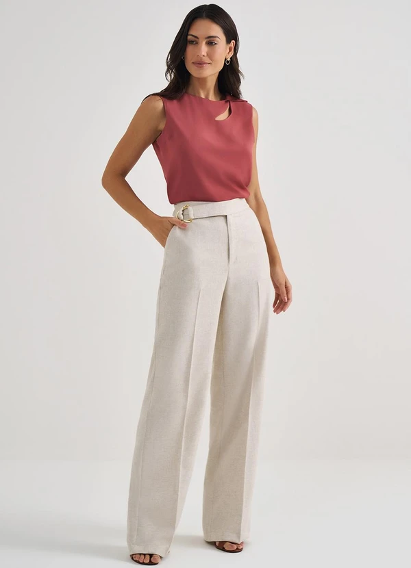 Principessa - Blusa sem Manga de Crepe Rosa Terracota Bruna 3