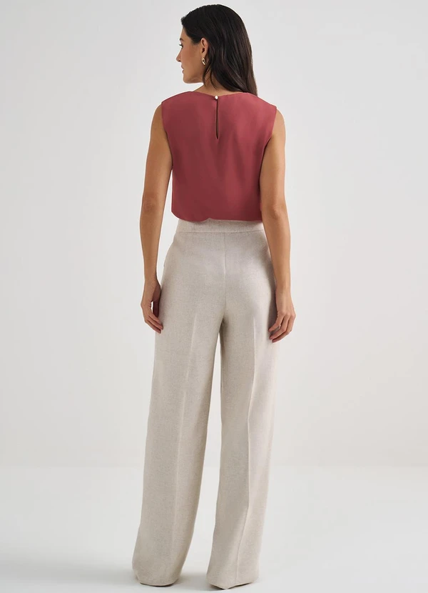 Principessa - Blusa sem Manga de Crepe Rosa Terracota Bruna 4