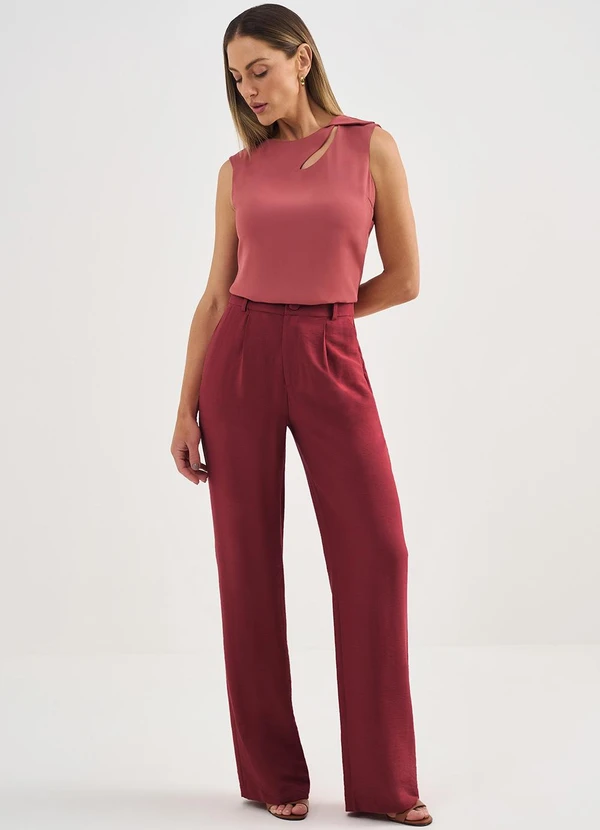 Principessa - Blusa sem Manga de Crepe Rosa Terracota Bruna 5