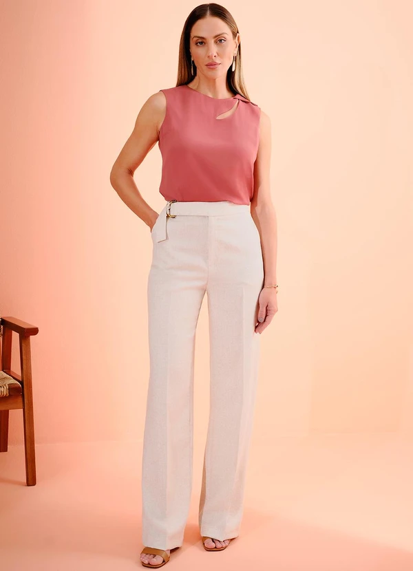 Principessa - Blusa sem Manga de Crepe Rosa Terracota Bruna 6