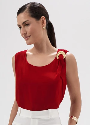 Principessa - Blusa sem Manga de Crepe Vermelho Michele - PRINCIPESSA