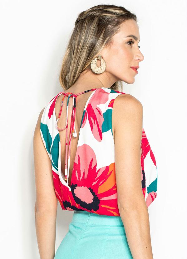 Maria Filó - Blusa sem Manga de Viscose Estampa Puerto Branca 2