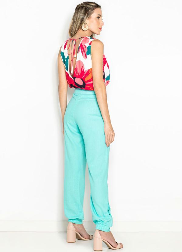 Maria Filó - Blusa sem Manga de Viscose Estampa Puerto Branca 4