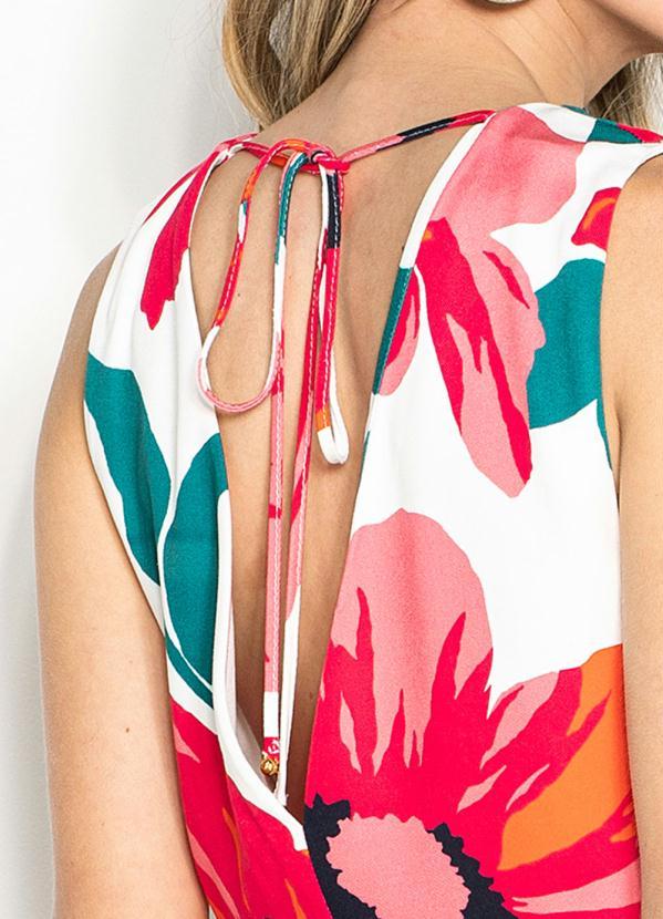 Maria Filó - Blusa sem Manga de Viscose Estampa Puerto Branca 7