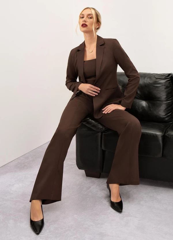 Principessa - Blusa sem Manga em Alfaiataria Marrom Bárbara 5