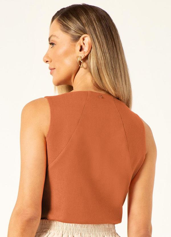Principessa - Blusa sem Manga em Linho Laranja Helenice 2