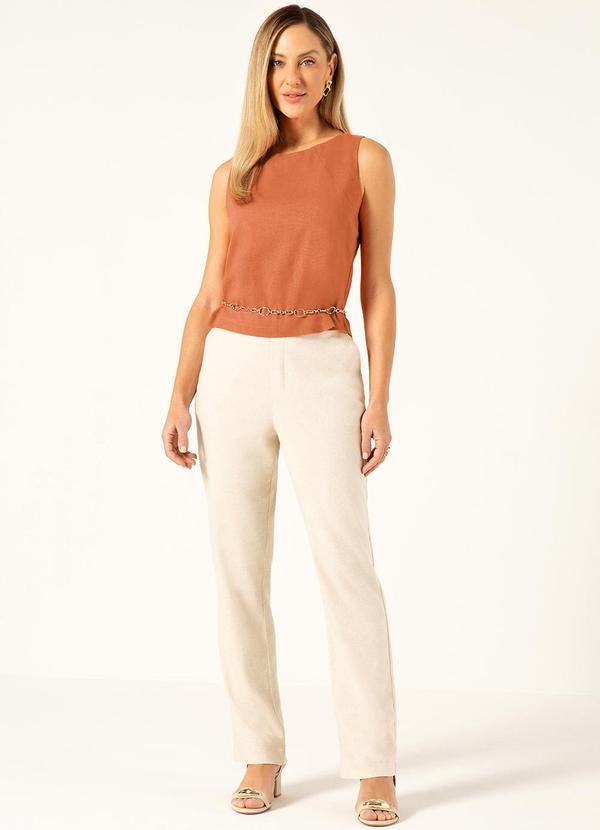 Principessa - Blusa sem Manga em Linho Laranja Helenice 3