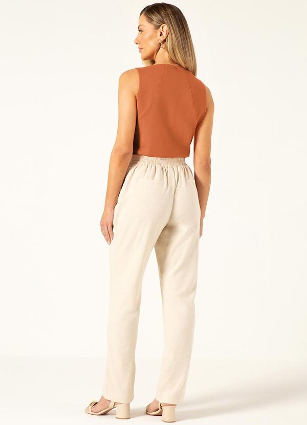 Principessa - Blusa sem Manga em Linho Laranja Helenice 4