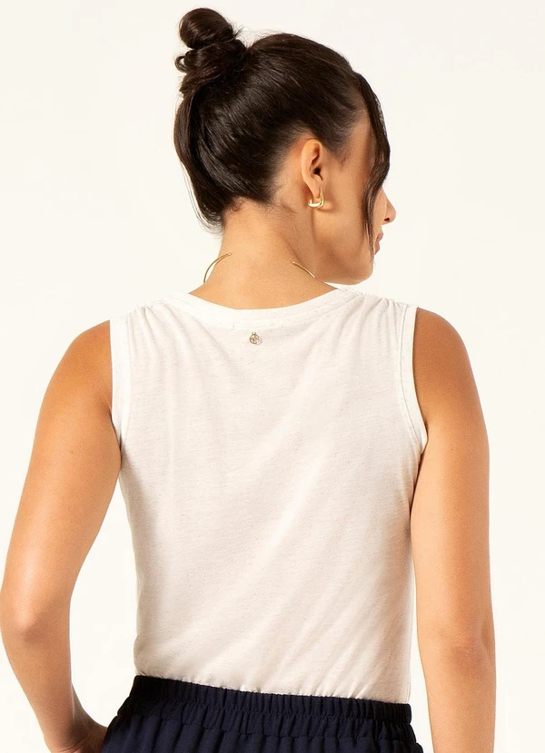 Principessa - Blusa sem Manga em Malha com Linho Natural Ully 2