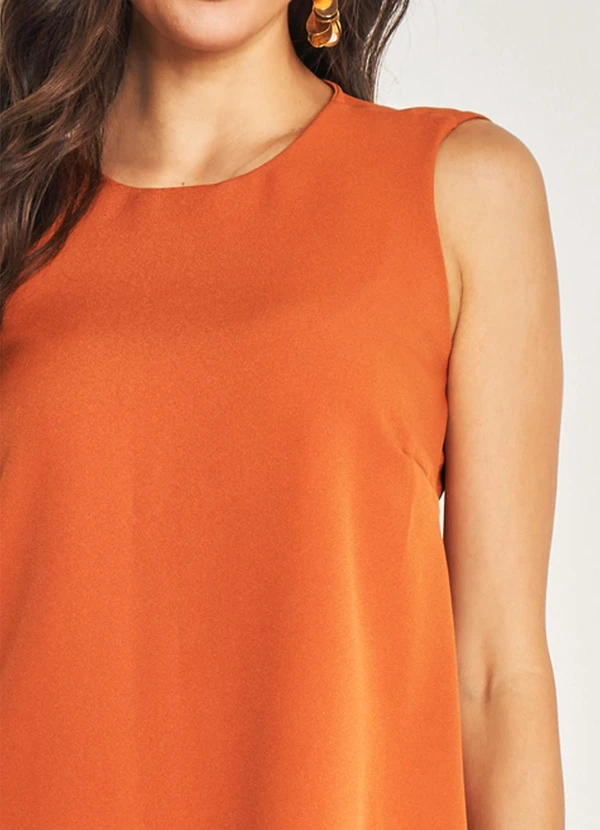 Doce Trama - Blusa sem Manga em Plano Creponado Laranja 5