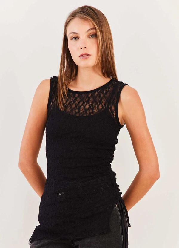 Sofie - Blusa sem Manga em Renda Fluid Bloom - Sofie Pret