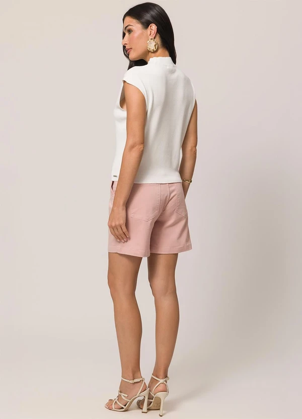 Doce Trama - Blusa sem Manga em Tricot com Gola Alta Branco 4