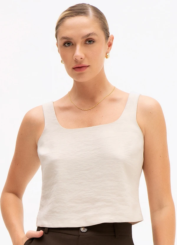 Principessa - Blusa sem Manga em Viscose Fluid Aveia Geralda