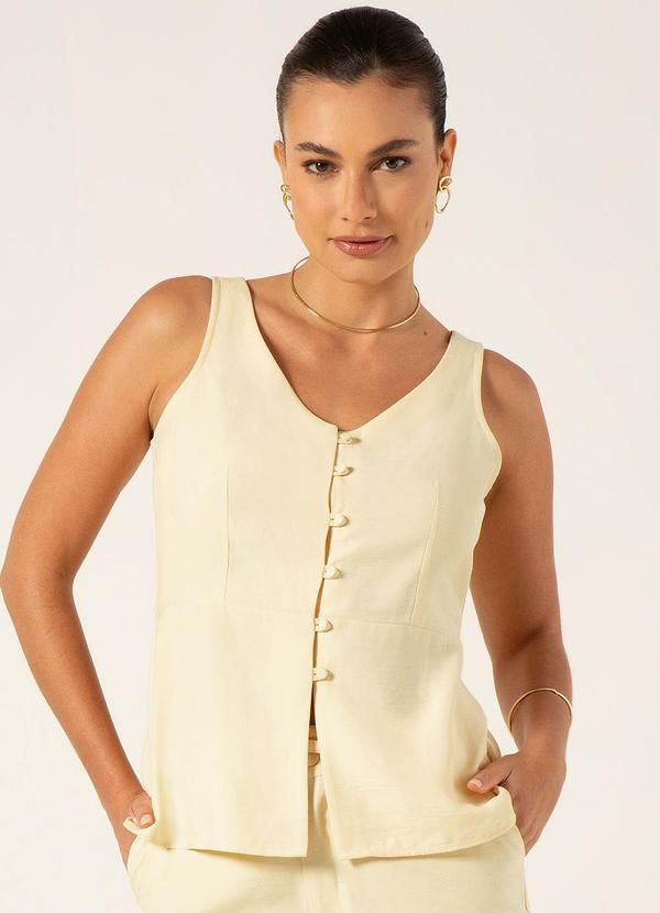 Principessa - Blusa sem Manga em Viscose Jaciara Amarelo