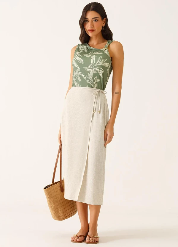 Principessa - Blusa sem Manga em Malha Estampada Verde Oliva Riane 3