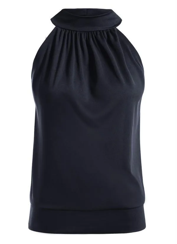 Moda Pop - Blusa sem Manga Preta 10