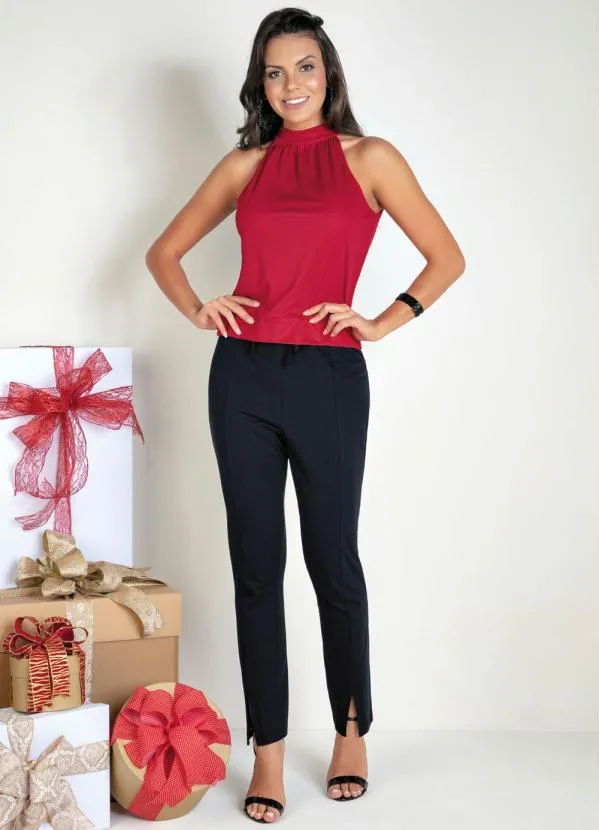 Moda Pop - Blusa sem Manga Vermelha 4