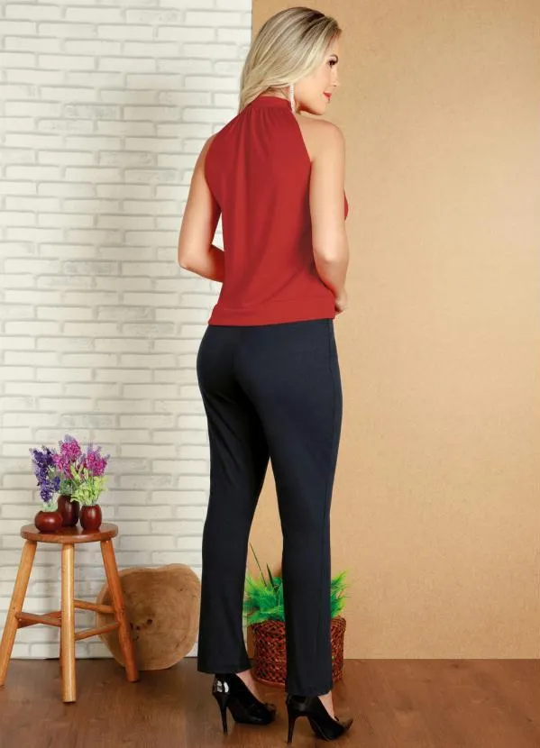 Moda Pop - Blusa sem Manga Vermelha 6