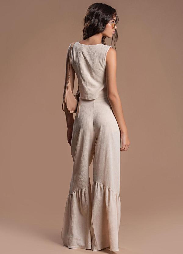 Choyee - Blusa sem Mangas com Amarração Bege 4