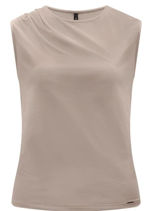 Lunender - Blusa sem Mangas com Pregas em Malha Cinza - LUNENDER