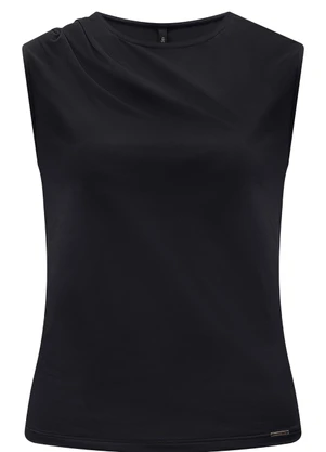 Lunender - Blusa sem Mangas com Pregas em Malha Preto - LUNENDER