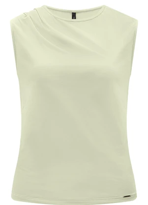 Lunender - Blusa sem Mangas com Pregas em Malha Verde - LUNENDER