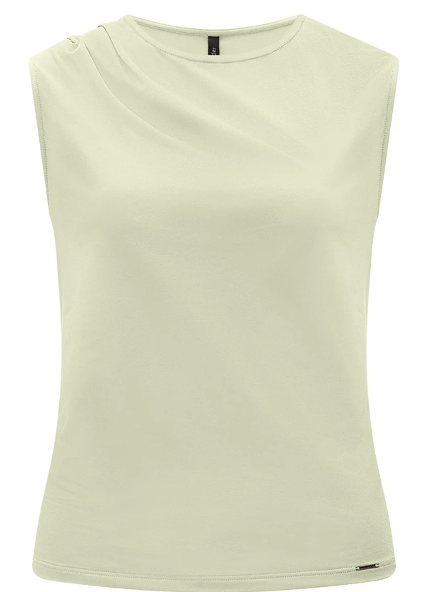 Lunender - Blusa sem Mangas com Pregas em Malha Verde