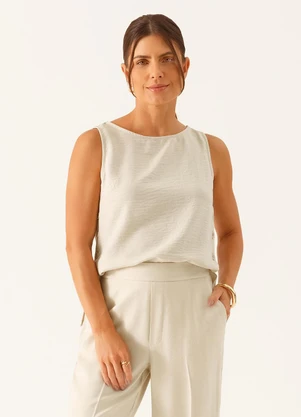 Principessa - Blusa sem Mangas Decote Redondo Vanusa Aveia - PRINCIPESSA