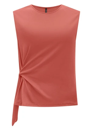 Lunender - Blusa sem Mangas em Malha Ribana Laranja - LUNENDER