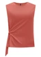 Lunender - Blusa sem Mangas em Malha Ribana Laranja - variação: Laranja