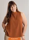 Lunender Mais Mulher - Blusa sem Mangas Plus Size com Amarração Preto - variação: Laranja