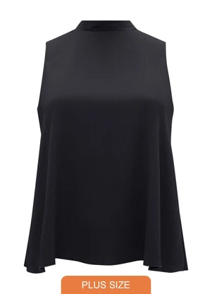 Lunender Mais Mulher - Blusa sem Mangas Plus Size com Amarração Preto - LUNENDER MAIS MULHER