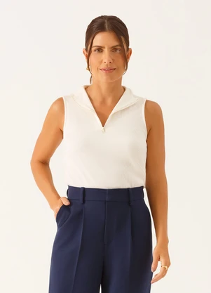 Principessa - Blusa sem Mangas Polo Veralucia Off White - PRINCIPESSA