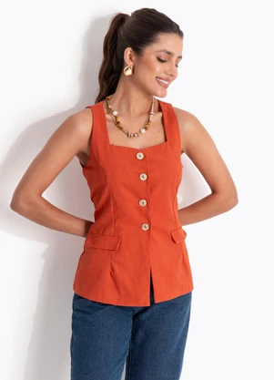 Quintess - Blusa Telha em Linho com Viscose - QUINTESS