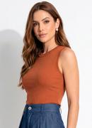Blusa Terracota em Malha Canelada