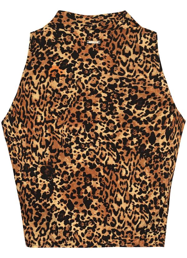 Enfim - Blusa Transpassada Animal Print Marrom 4