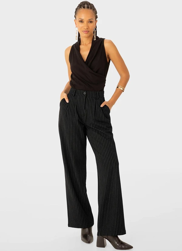 Enfim - Blusa Transpassada em Viscose Preto 2