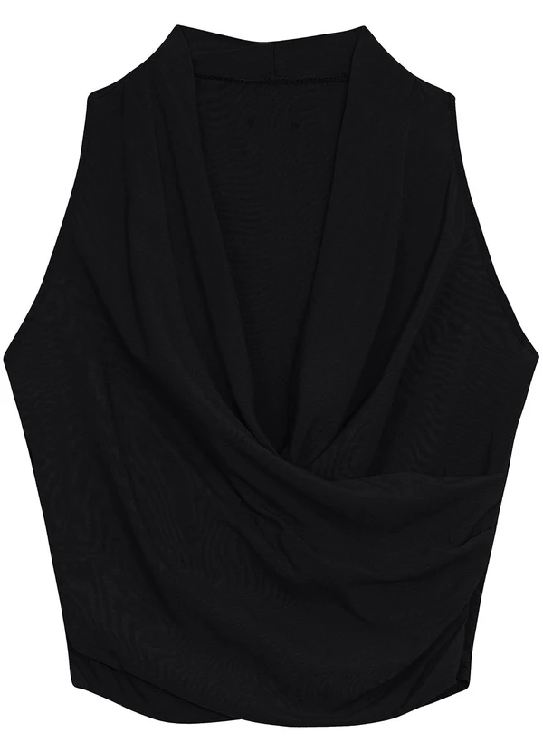Enfim - Blusa Transpassada em Viscose Preto 3