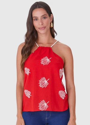 Malwee - Blusa Veemelha Folhas com Torção - MALWEE